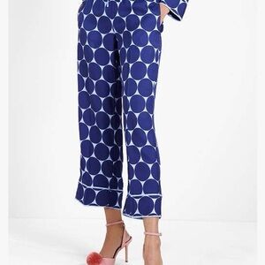 Kate Spade Blue and White Circle Print Cropped Pants